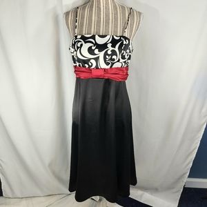 Madison Leigh Black White Red Spaghetti Strap Formal Prom Midi Dress Size 6